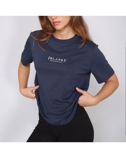 Blank Essentials Blue Blank E Core Puff Print T-Shirt Ladies