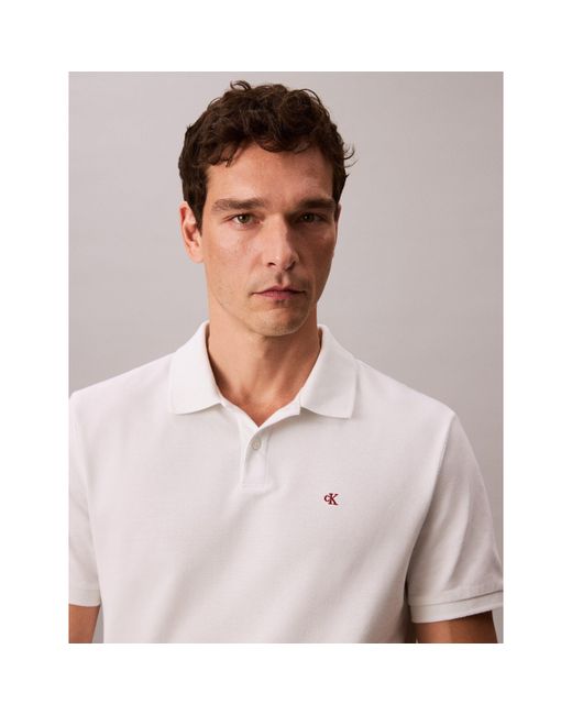 Calvin Klein White Ckj Pique Short-Sleeve Polo Shirt for men
