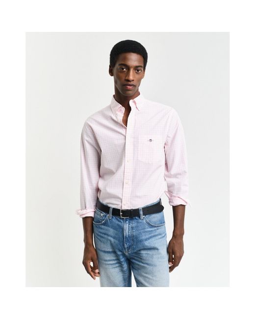 Gant White Regular Fit Gingham Poplin Shirt for men