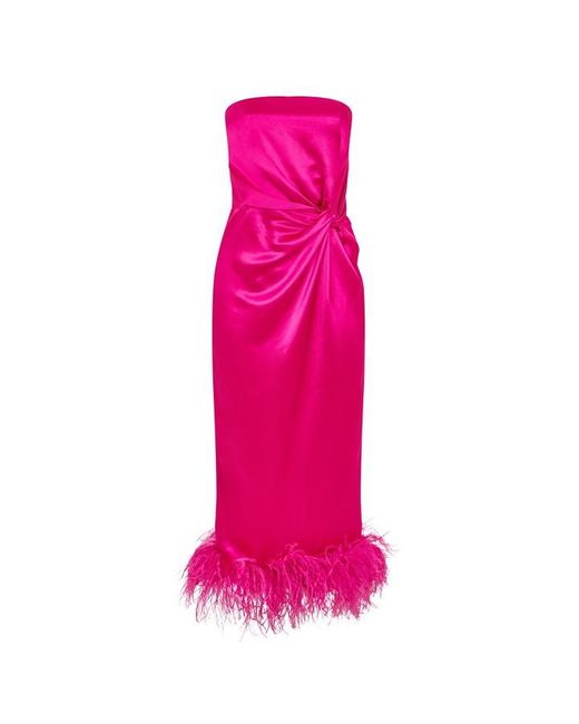 16Arlington Pink Ostrich Feather Midi Dress