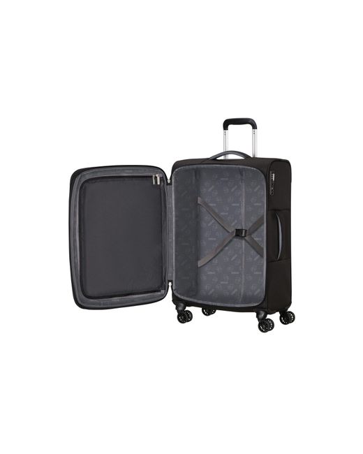 American Tourister Black Cloudrider Spinner 67X44X26/28Cm Exp Tsa Medium Soft Suitcase