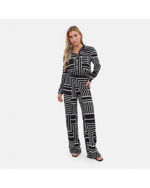 I Saw It First Black Printed Wide Leg Crepe Trouser