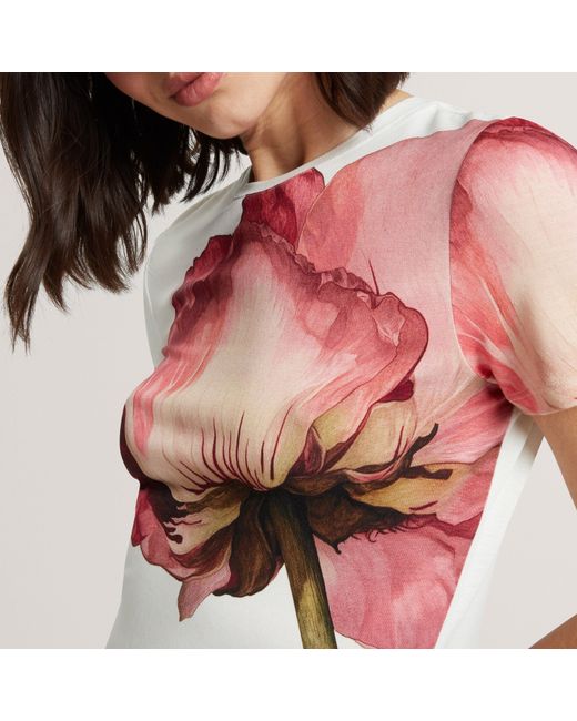 Ted Baker Pink Floral Graphic Soft Touch Fitted T-Shirt