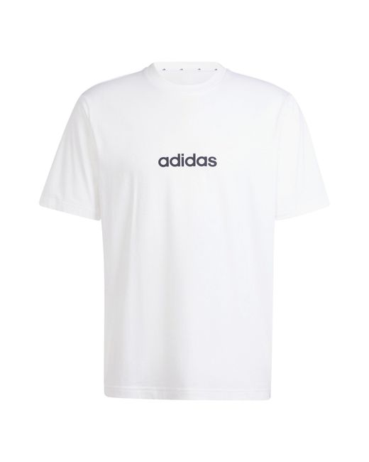 Adidas White Essentials Single Jersey Logo T-Shirt for men