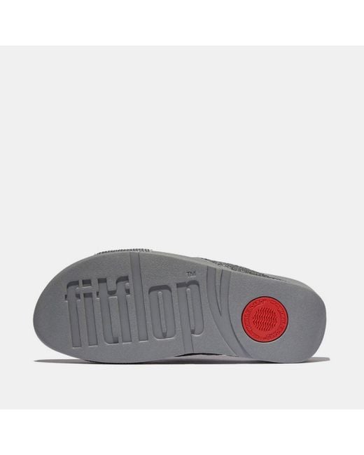 Fitflop Gray Lulu Crinkled-Shimmer Cross Sliders