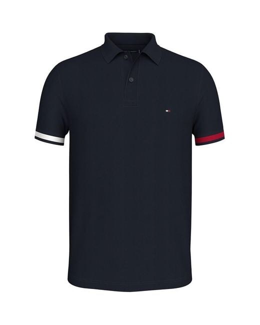 Tommy Hilfiger Blue Tommy Flag Cuff Polo Sn43 for men