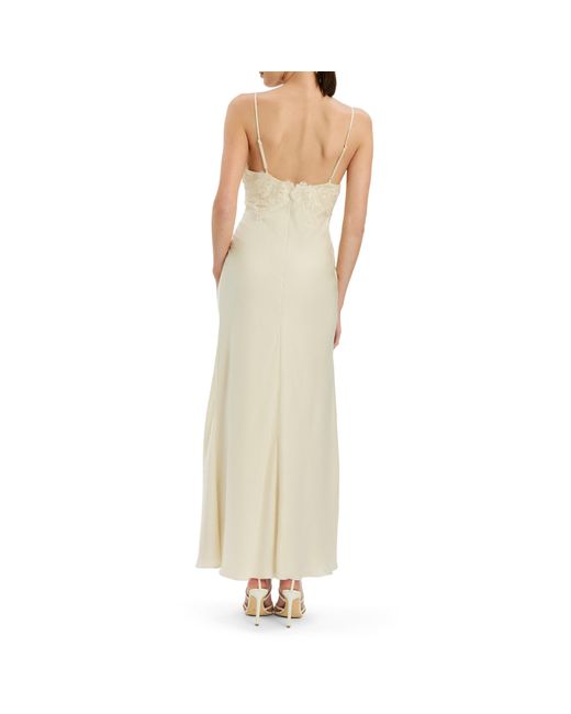 Bardot White Elisian Lace Satin Bias Cut Maxi Dress