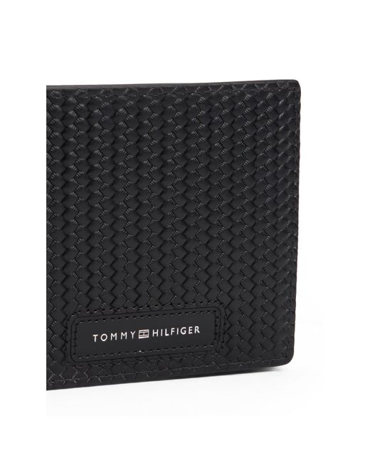 Tommy Hilfiger Black Woven Texture Coin Pocket Billfold Wallet for men
