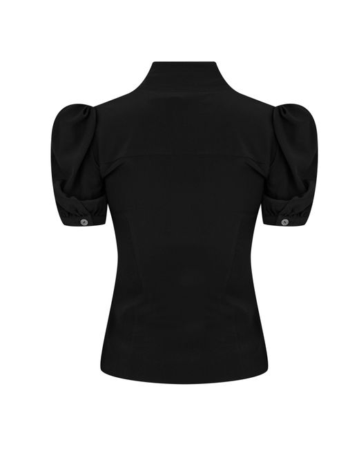 Alessandra Rich Black Draped Bow Blouse