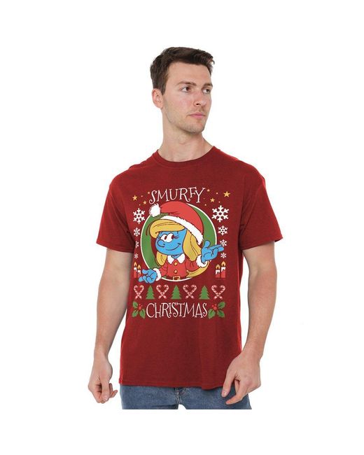 Other Red Smurfs Smurfy Christmas With Smurfette T Shirt Ca