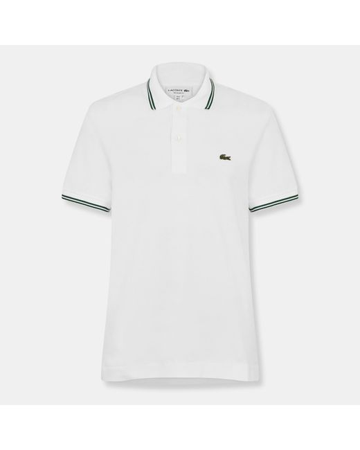 Lacoste White Tipped Short-Sleeve Polo Shirt for men