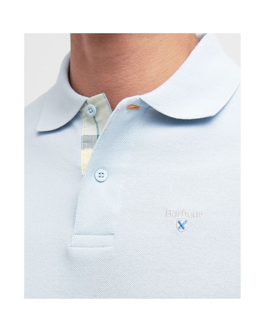 Barbour Blue Tartan Pique Polo Shirt for men