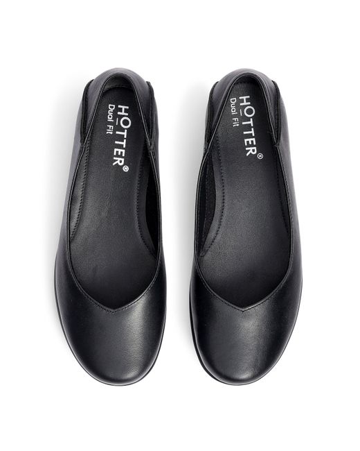 Hotter Black Birdie Ballerina Pumps Standard Fit