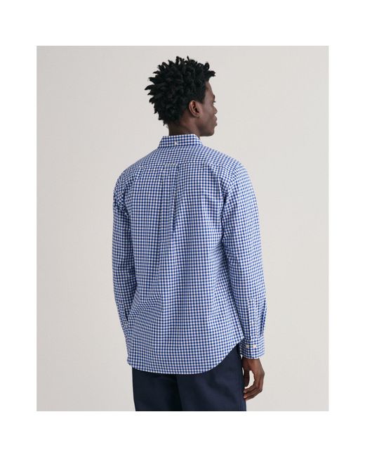 Gant Blue Regular Fit Gingham Poplin Shirt for men