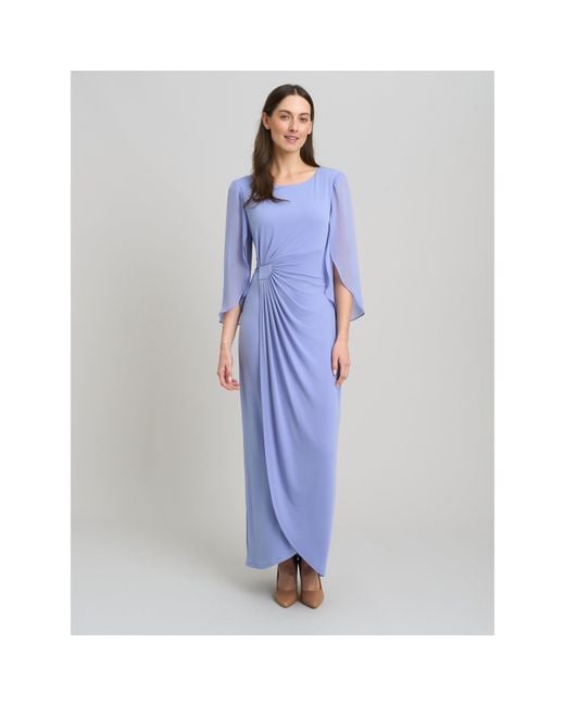 Gina Bacconi Blue Iulia Maxi Wrap Dress With Chiffon Sleeve Dress