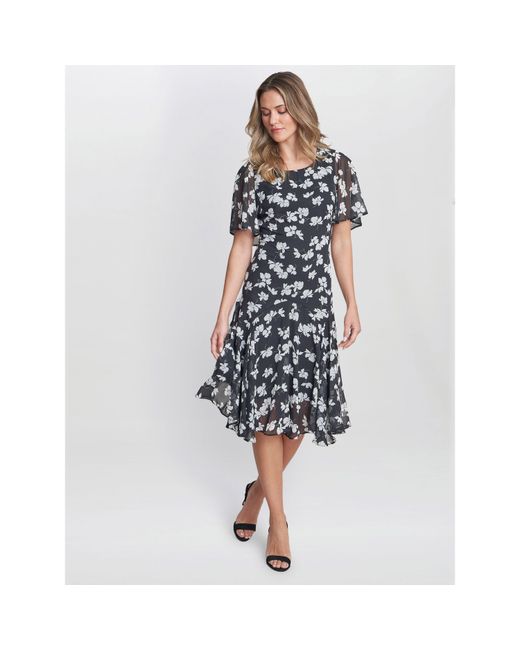 Gina Bacconi Blue Annette Chiffon Jersey Dress