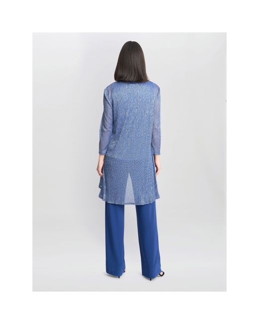 Gina Bacconi Blue Natasha 3 Piece Metallic Trouser Suit