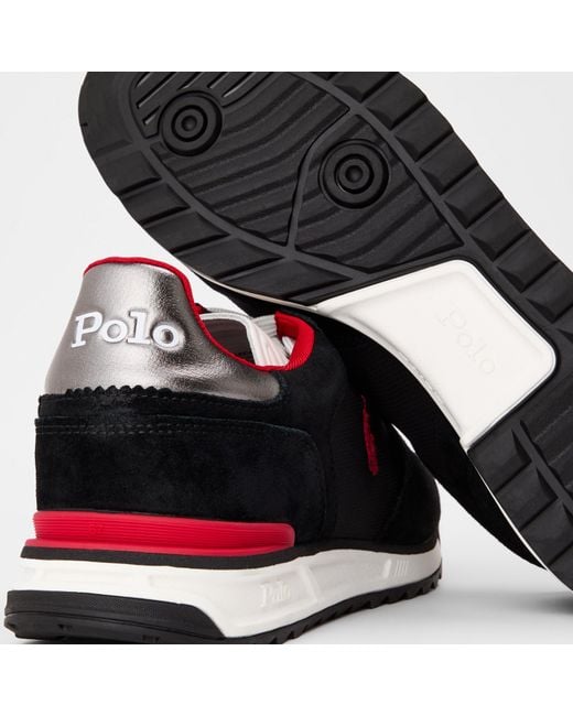 Polo Ralph Lauren Black Varick Suede Nylon Sporty Trainers for men