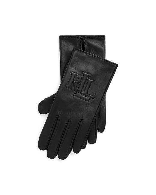 Ralph Lauren Black Logo-Embossed Gloves