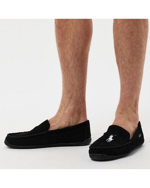 Polo Ralph Lauren Black Brenan Suede Slippers for men