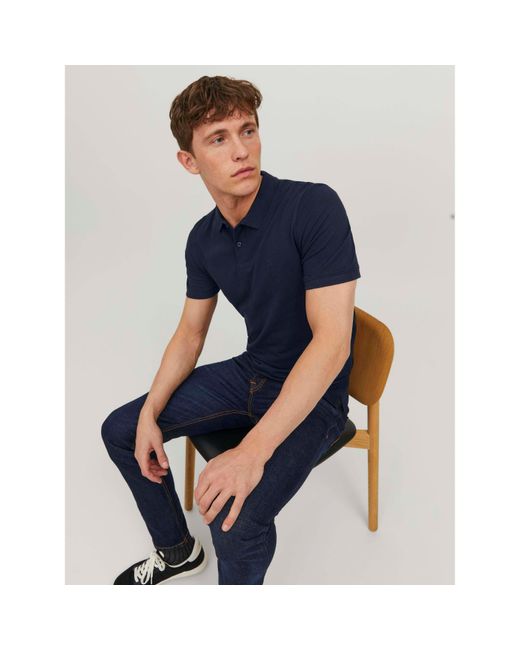 Jack & Jones Blue Short Sleeve Polo Shirt for men