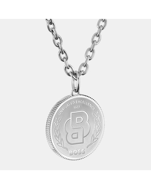 Boss Metallic Gents Double B Medallion Necklace And Bracelet for men