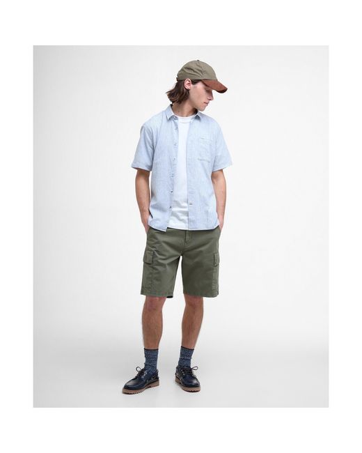Barbour Blue Tindale Striped Short Sleeve Shirt for men