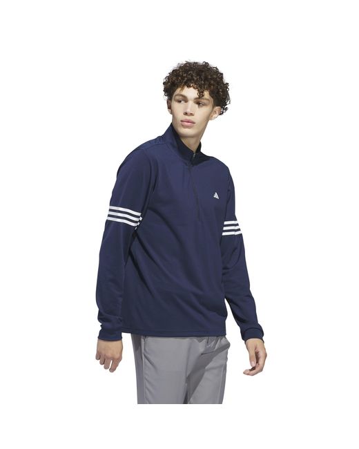 Adidas Blue 3 Stripe Zip Top for men