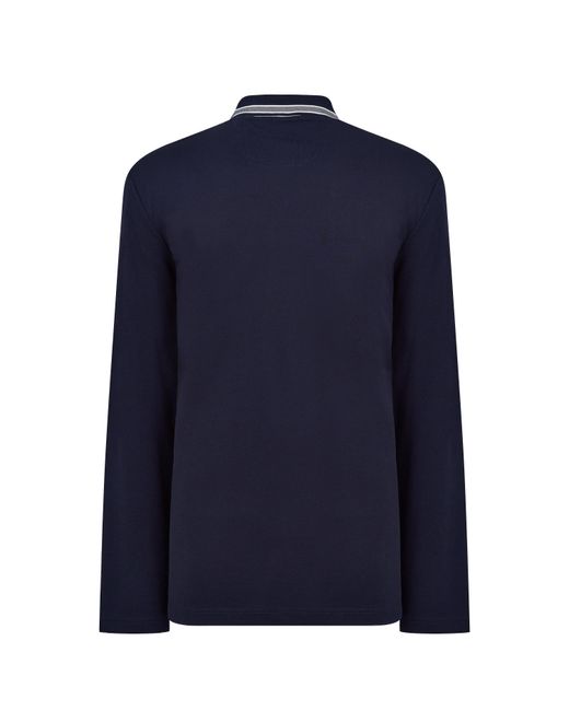 Boss Blue Plisy Long Sleeve Polo Shirt for men