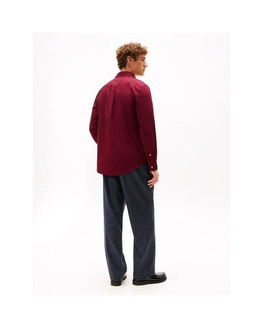 Tommy Hilfiger Red Core Flex Long Sleeve Poplin Shirt for men