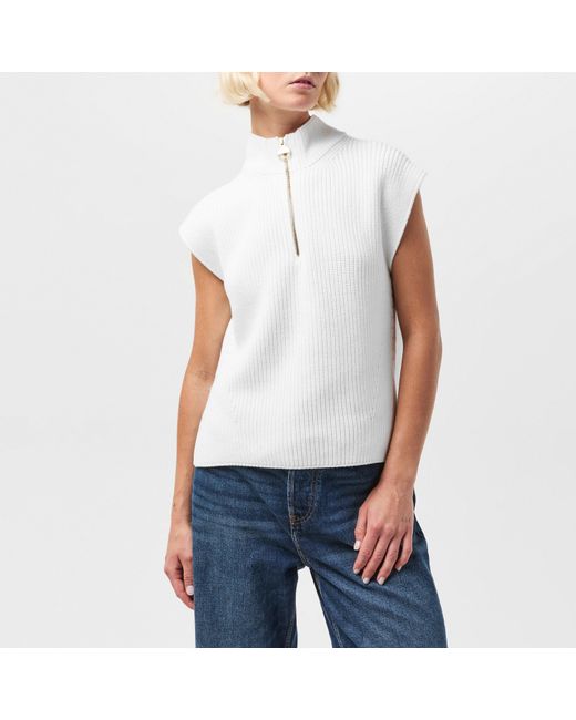 Barbour White Clara Crew Neck Jumper