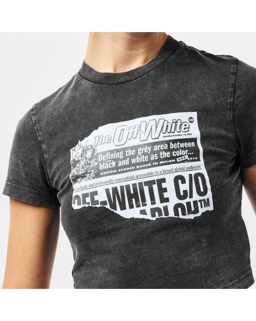 Off-White c/o Virgil Abloh Gray Marble Cropped Fitted Baby Tee