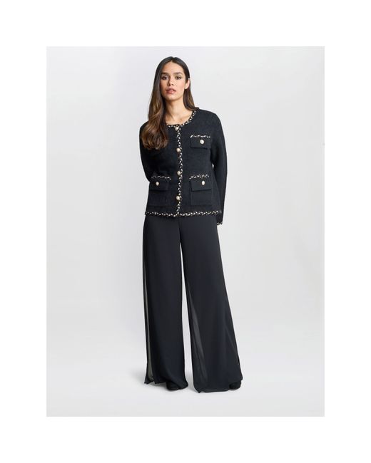 Gina Bacconi Blue Christy Pearl Button Textured Jacket