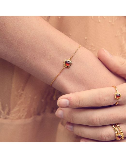 Rachel Jackson Metallic Adjustable Electric Love Mini Garnet Heart Band Ring
