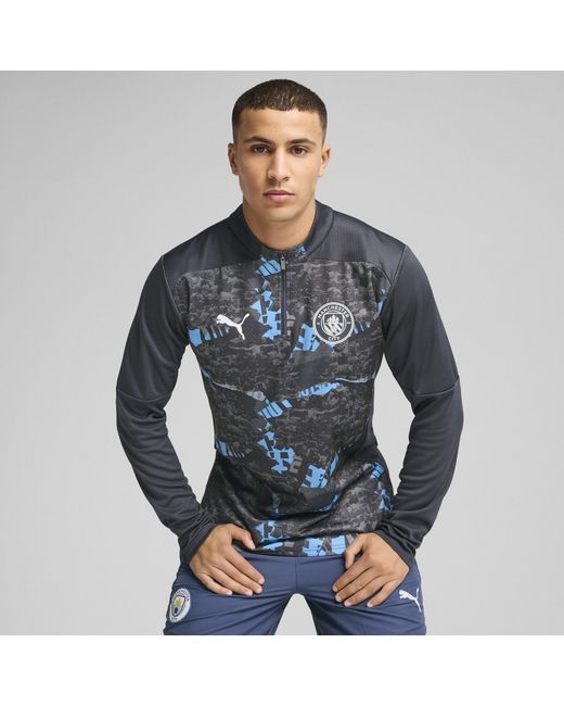 PUMA Blue Manchester City Pre Match Quarter-Zip Top 2024 2025 Adults for men