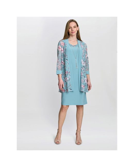 Gina Bacconi Blue Callie Printed Dress And Jacket
