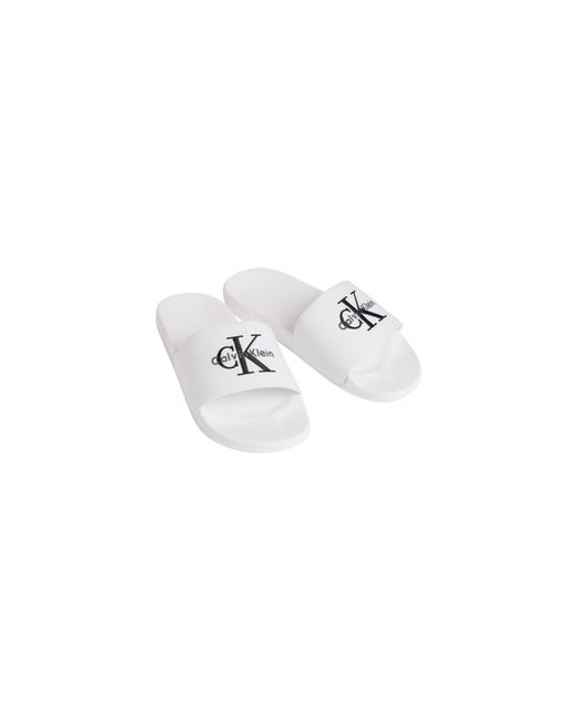 Calvin Klein White Pool Sliders