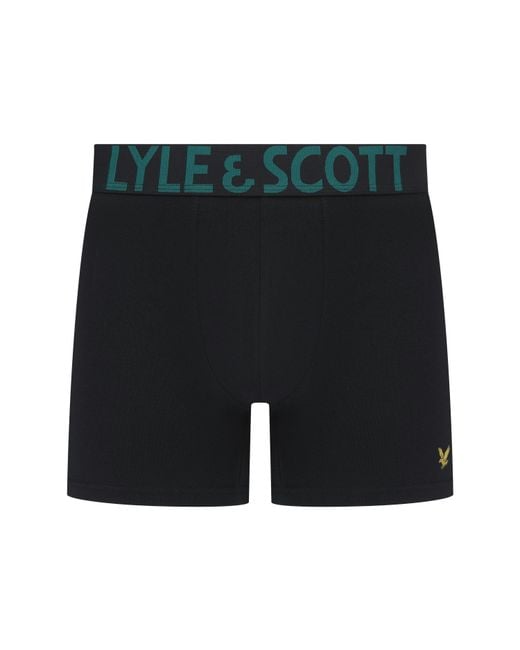 Lyle & Scott Black Daniel Cotton Mid-Rise Boxer 3 Pack for men