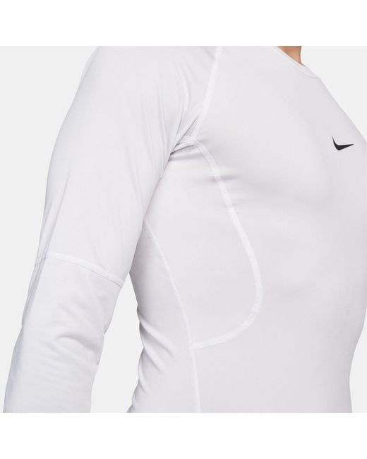 Nike White Pro Dri-Fit Tight Long-Sleeve Fitness Top for men