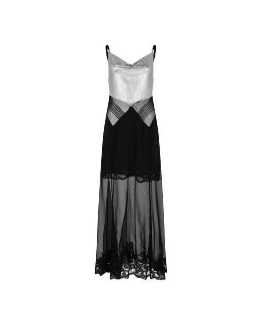 Rabanne Black Metallic Mesh Maxi Dress