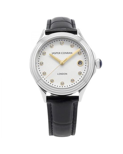 Jasper Conran London Metallic Ladies 36mm White And Black Watch J1l104025