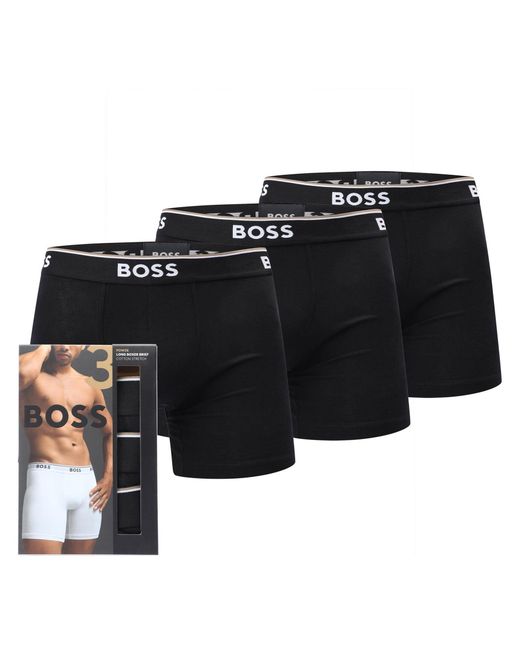 Boss Black 3 Pack Of Long Stretch Cotton Boxer Briefs for men