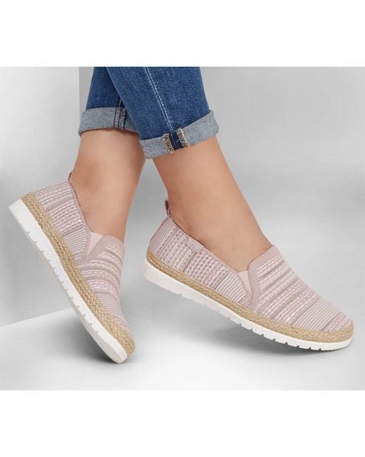 Skechers Pink Engineered Woven Twin Gore Slip On Espadrilles