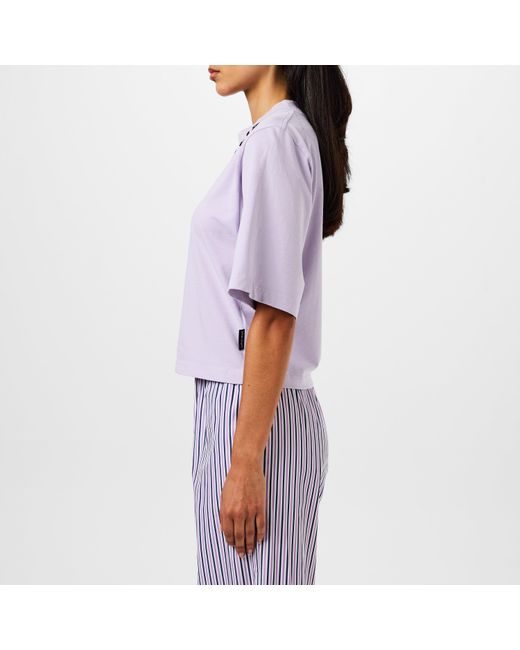 Palm Angels Purple Cropped Logo T-Shirt