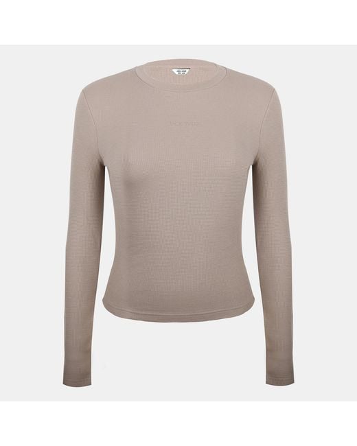 Jack Wills Gray Waffle Lsbaby Cotton Crew Neck Slim Fit Long Sleeve T-Shirt