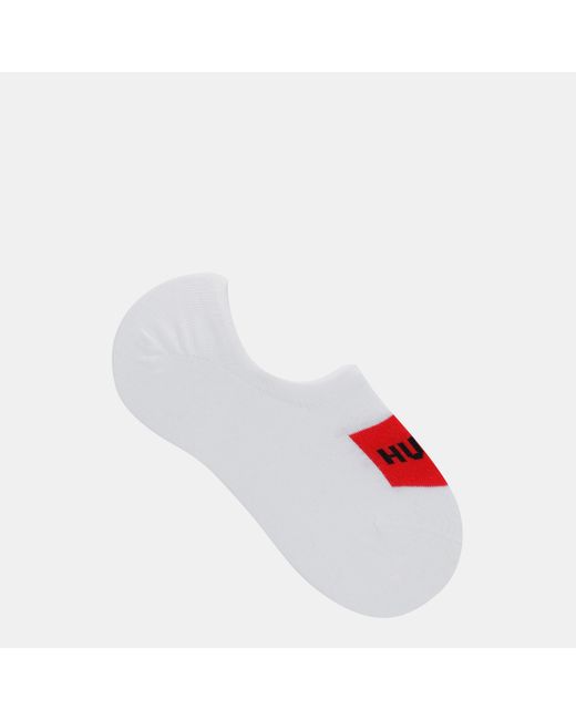 HUGO White 2 Pack Invisible Logo Detail Socks