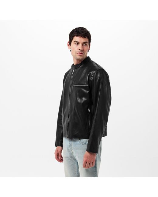 Belstaff Black Track Racer Leather Tailored Fit Jacket for men