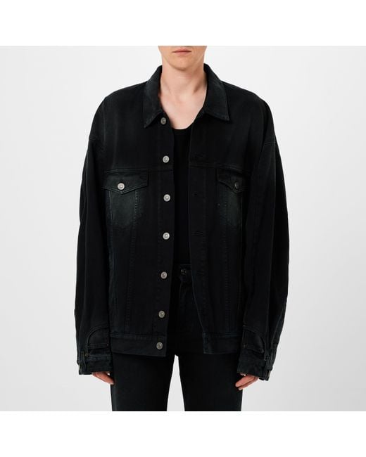Balenciaga Black Deconstructed Cotton Long Sleeve Denim Jacket for men