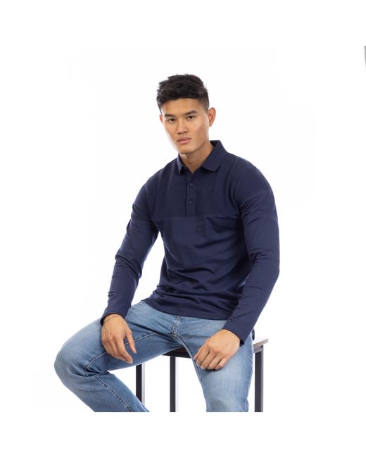 Peter Werth Blue W Chessum Long Sleeve Polo Shirt for men
