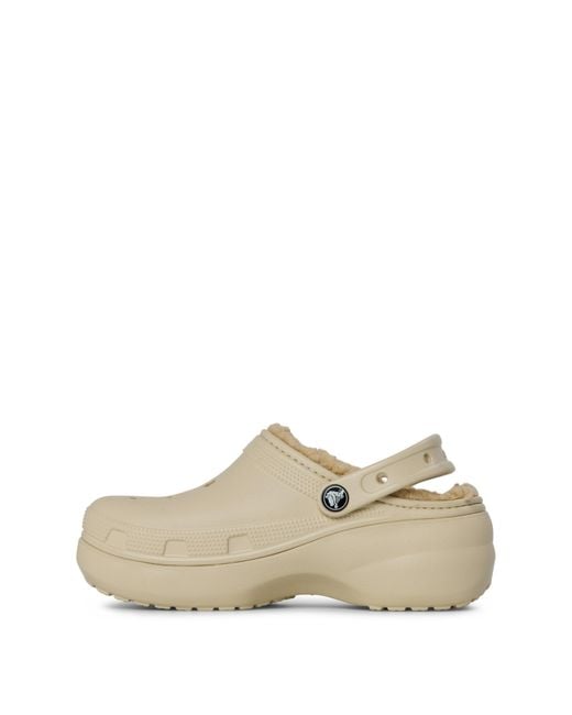 CROCSTM Natural Classic Platform Lined Mule Slippers